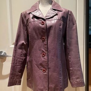 Leonardo Purple Leather Coat